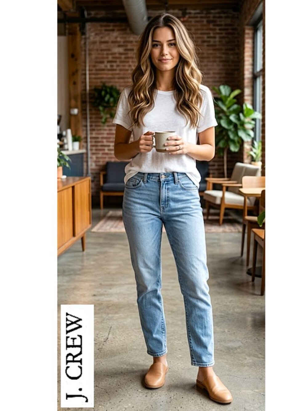 J. CREW - Cotton blend light wash slim broken in boyfriend blue jeans